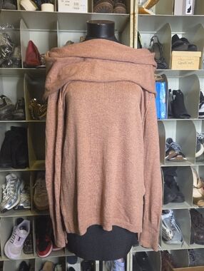 Shrinking Violet Off-Shoulder Knit Sweater - Mauve